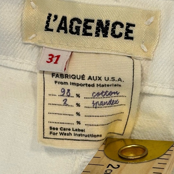 L'AGENCE Nadia High Rise Crop Straight Jean in Blanc Size 31 - Picture 13 of 13